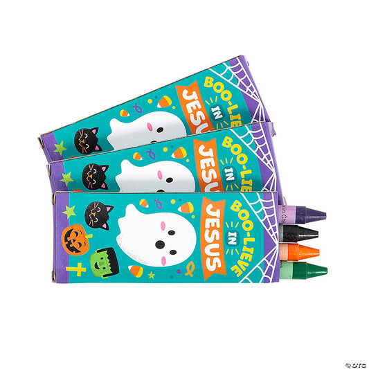 24 Piece(s): 4-Color Religious Halloween Crayons – 24 Boxes | USA Decoration®