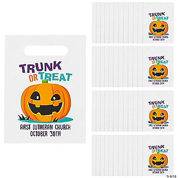 Bulk 48 Pc. Personalized Religious Trunk-or-Treat Bags with Cutout Handles halloween