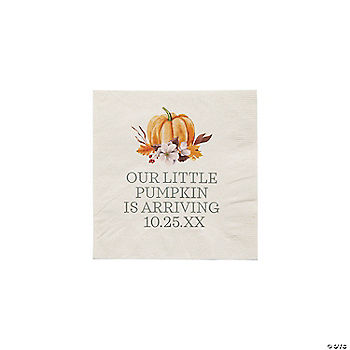 50 Piece(s): Bulk 50 Ct. Personalized Little Pumpkin Beverage Napkins | USA Decoration®