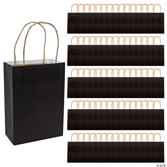 6 1/2" x 9" Bulk 60 Pc. Medium Black Kraft Paper Gift Bags halloween