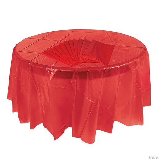 Bulk 12 Pc. Red Round Plastic Tablecloths