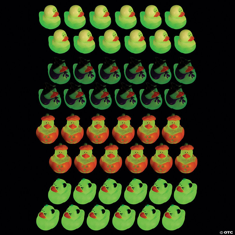 120 Piece(s): 1" Bulk 120 Pc. Mini Glow-in-the-Dark Halloween Rubber Ducks | USA Decoration®