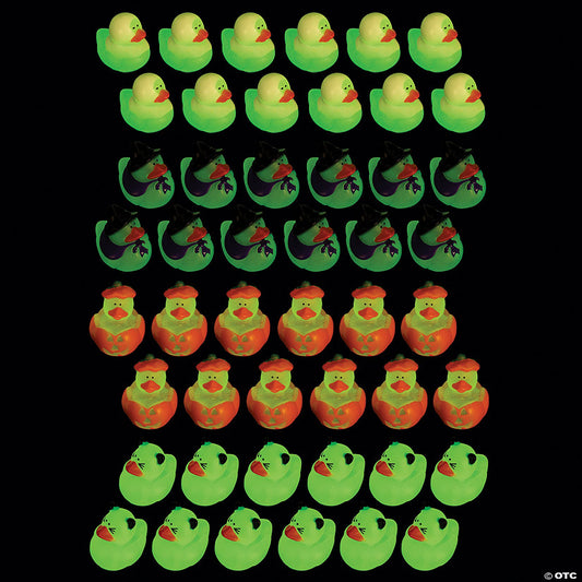 120 Piece(s): 1" Bulk 120 Pc. Mini Glow-in-the-Dark Halloween Rubber Ducks | USA Decoration®
