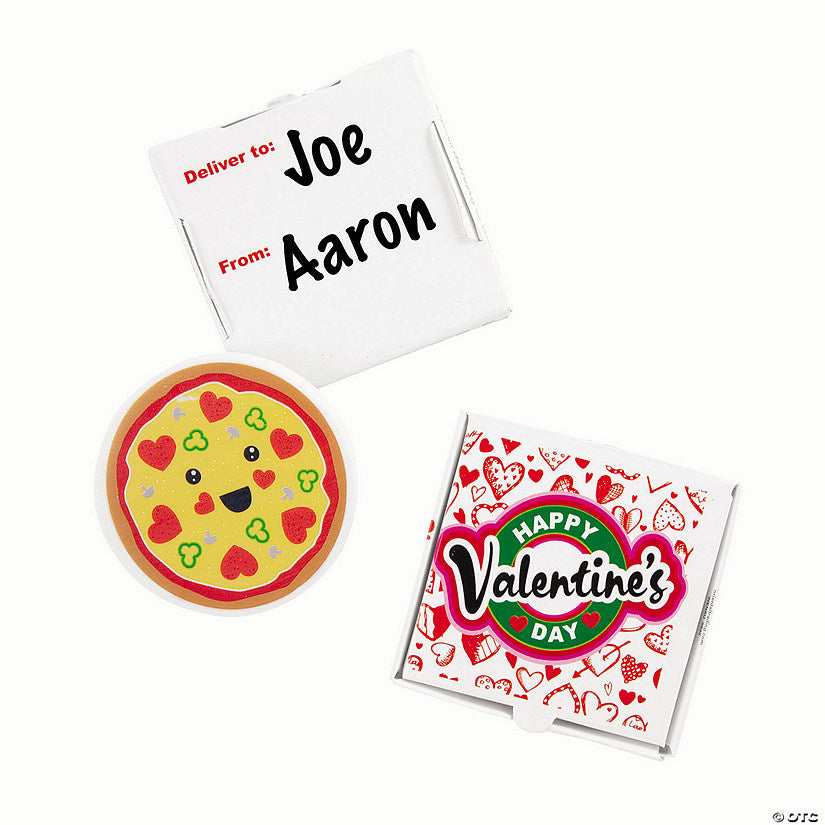 Pizza Eraser with Box Valentine Exchanges for 24