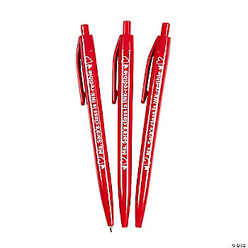 5 1/2" Bulk 48 Pc. Personalized Valentine's Day Red Heart Retractable Pens