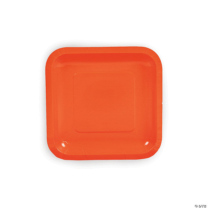 Orange Square Paper Dessert Plates - 24 Ct. | USA Decoration®