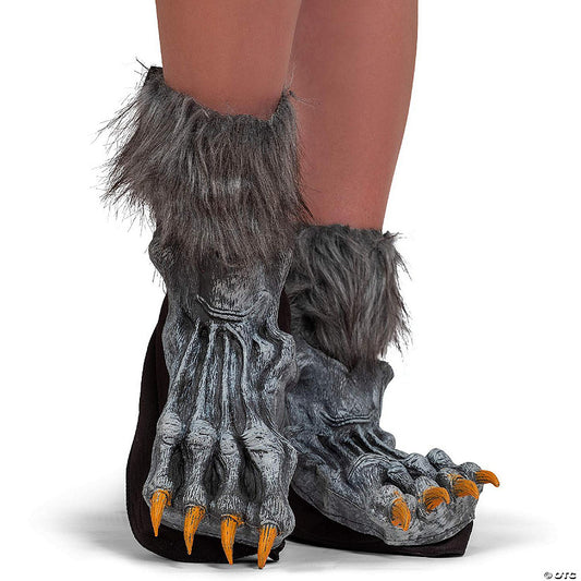 Skeleteen Werewolf Feet Shoe Covers - Silver Grey were Wolf Monster Foot Claws Costume Accessories | USA Decoration®
