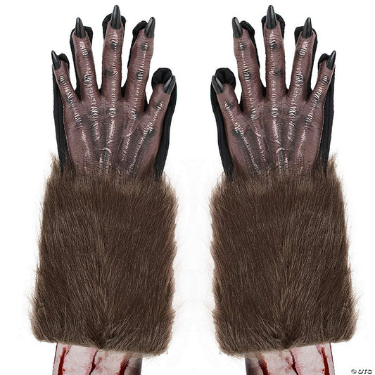 Skeleteen Werewolf Hand Costume Gloves - Brown Hairy Wolf Claw Hands Paws Monster Costume Accessories for Kids and Adults | USA Decoration®
