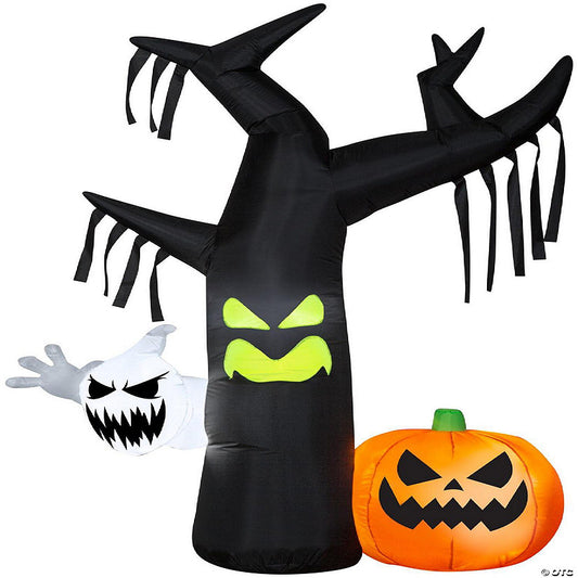 Gemmy Airblown Tree with Ghost JOL Scene OPP 7 ft Tall black | USA Decoration®
