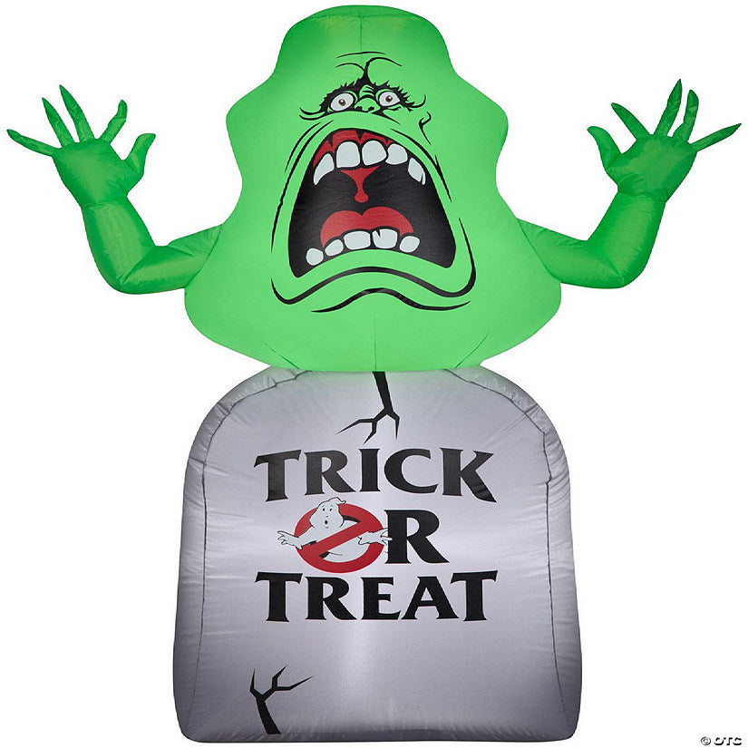 Gemmy Airblown Inflatable Ghostbusters Slimer with Tombstone 5 ft Tall green | USA Decoration®