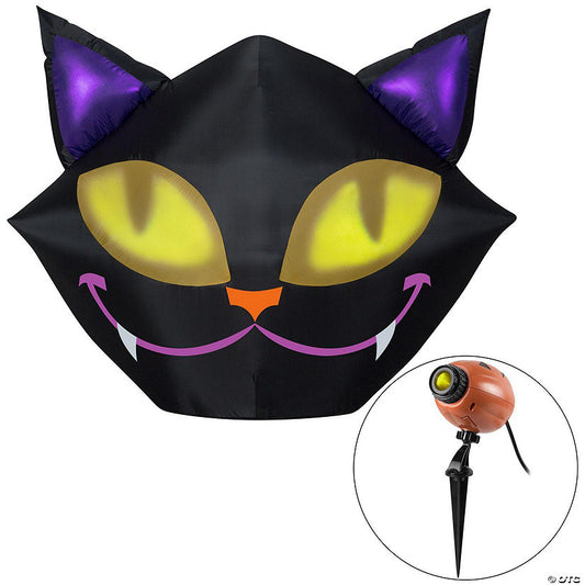 Gemmy Projection Airblown Setiling Cat with 1 EyeScreams Projection included (Yellow) 4 ft Tall | USA Decoration®