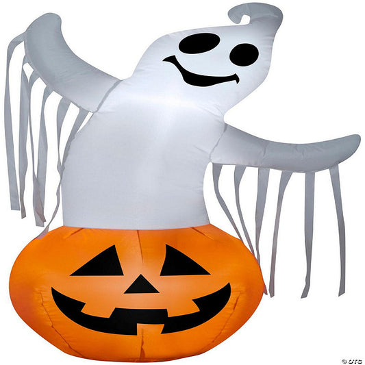 Gemmy Airblown Ghost in Pumpkin 3.5 ft Tall Multicolored | USA Decoration®