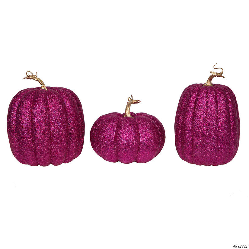 1 Piece(s): Vickerman 8" Pink Pumpkins Assorted Set of 3. | USA Decoration®