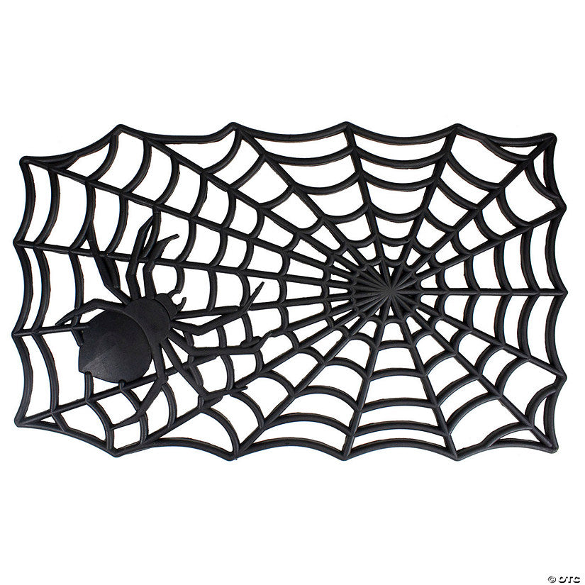 Black Spider Web Rectangular Halloween Doormat 18" x 30 | USA Decoration®