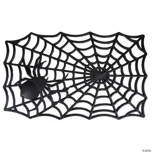 Black Spider Web Rectangular Halloween Doormat 18" x 30 | USA Decoration®