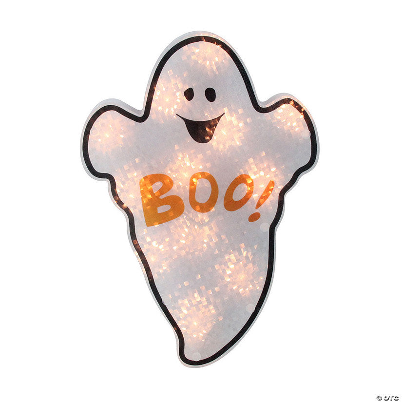 12" Lighted Holographic Ghost Halloween Window Silhouette Decoration | USA Decoration®