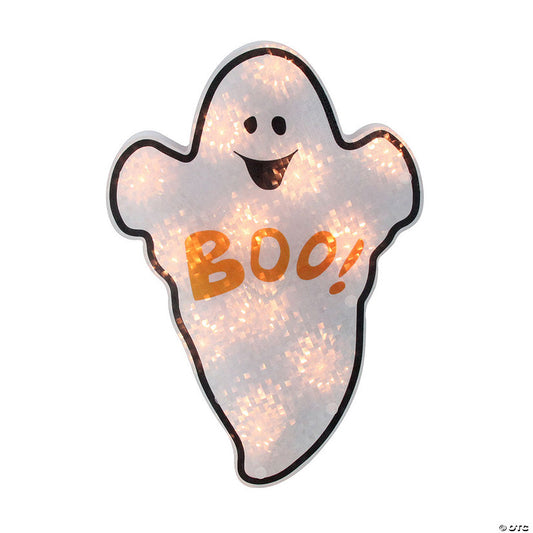 12" Lighted Holographic Ghost Halloween Window Silhouette Decoration | USA Decoration®