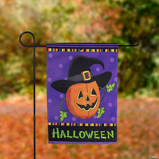 1 Piece(s): Pumpkin in a Witch Hat Outdoor Garden Flag 12.5" x 18 | USA Decoration®