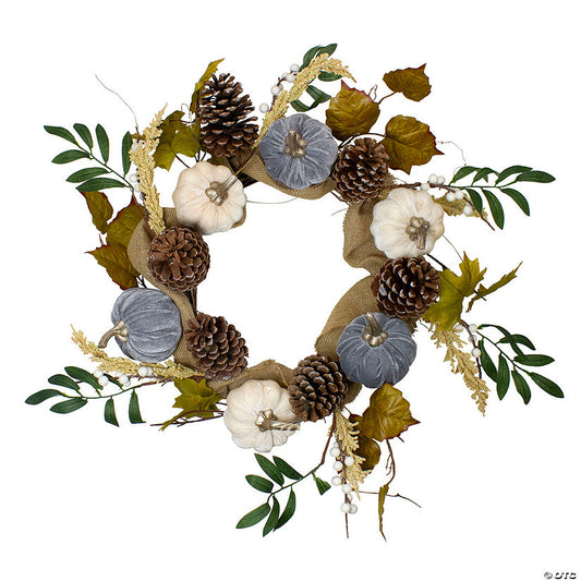 1 Piece(s): Pumpkins Foliage Grapevine Artificial Thanksgiving Wreath 24-Inch Unlit | USA Decoration®