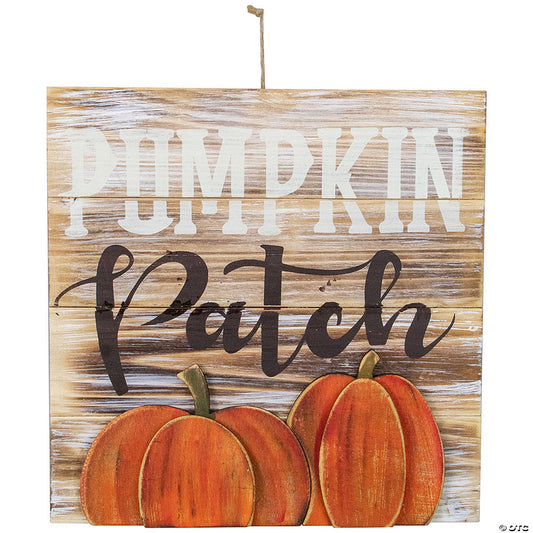 1 Piece(s): 12" Pumpkin Patch Fall Harvest Wooden Wall Sign | USA Decoration®
