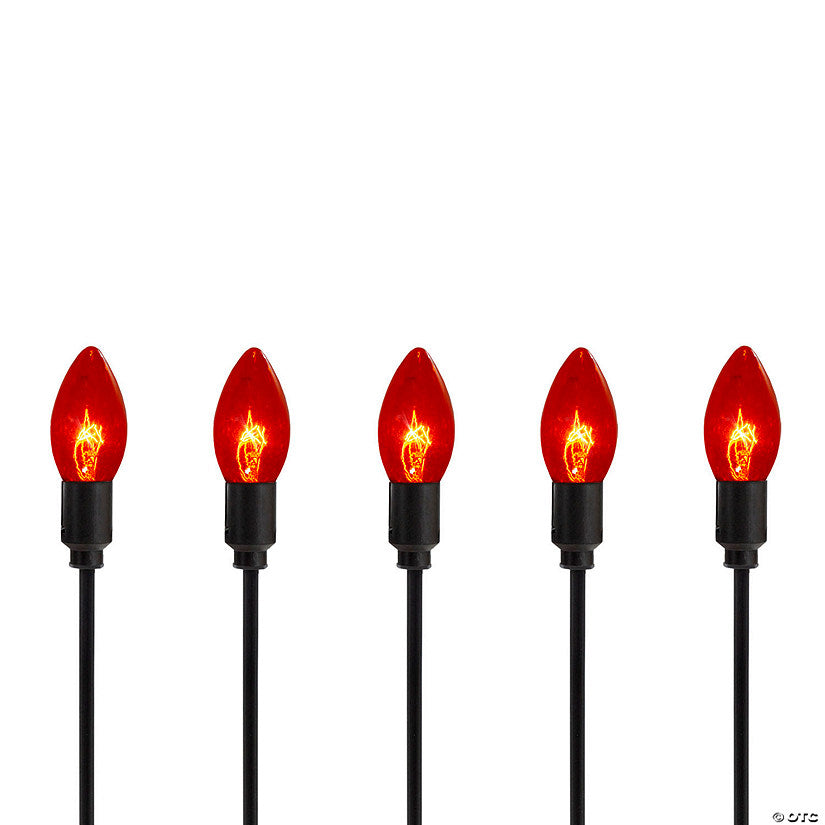 Set of 10 Orange C9 Bulb Halloween Pathway Markers - 8.75' Black Wire | USA Decoration®
