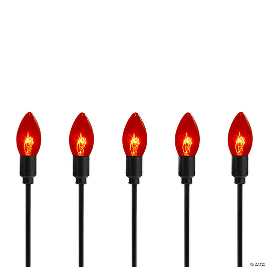 Set of 10 Orange C9 Bulb Halloween Pathway Markers - 8.75' Black Wire | USA Decoration®
