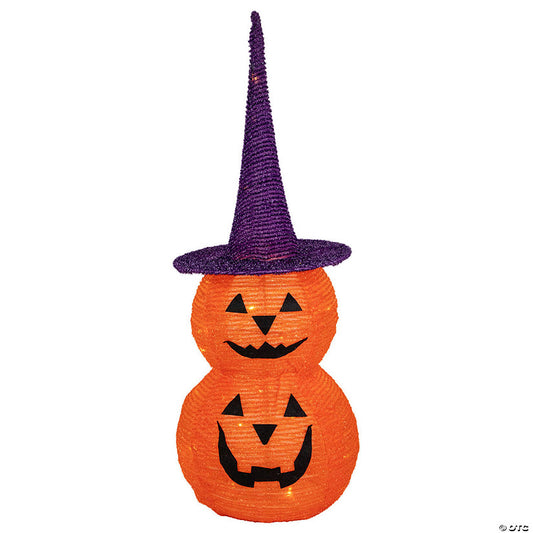 1 Piece(s): 30" Pop Up Lighted Tinsel Stacked Jack-O-Lanterns Halloween Decoration | USA Decoration®
