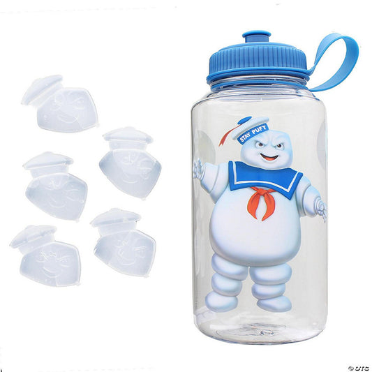 Ghostbusters Stay Puft 32oz Plastic Water Bottle w/ Ice Cube Molds | USA Decoration®