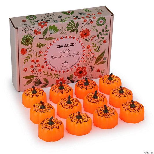 1 Set(s): IMAGE 12Pcs LED Pumpkin Tealight Candles Battery Operated for Halloween & Christmas | USA Decoration®