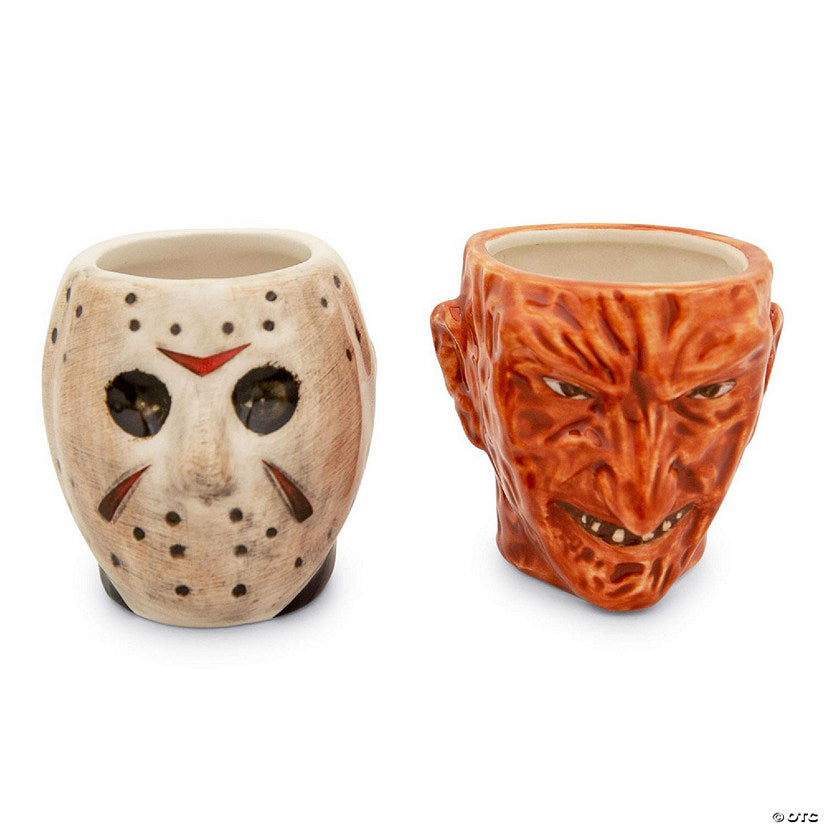 Freddy vs. Jason Faces 4-Ounce Sculpted Ceramic Mini Mugs Set of 2 | USA Decoration®