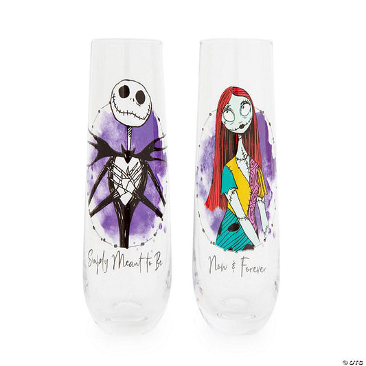 The Nightmare Before Christmas Jack and Sally Stemless Fluted Glasses Set of 2 | USA Decoration®