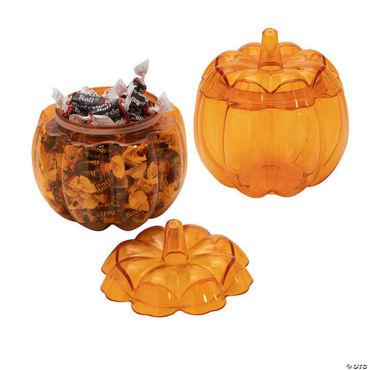 4 1/4" Halloween Orange Pumpkin Plastic Favor Containers – 12 Pc. halloween