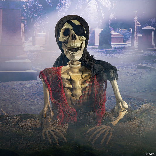 18" Skeleton Pirate Groundbreaker Plastic Halloween Decoration | USA Decoration®