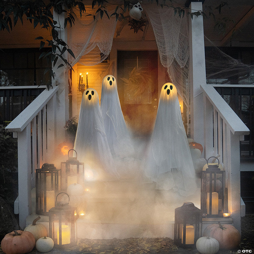 3 Ft. Glowing Face Ghost Trio Halloween Outdoor Yard Decoration - 3 Pc. | USA Decoration®