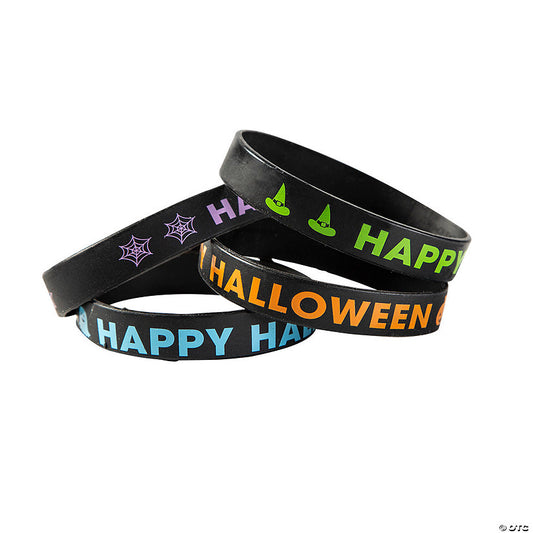 24 Piece(s): Happy Halloween Black Silicone Bracelets - 24 Pc. | USA Decoration®