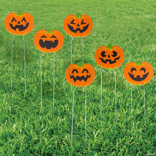 24 Piece(s): 7 1/2" x 6 1/2" Mini Jack-O’-Lantern Yard Signs - 24 Pc. | USA Decoration®