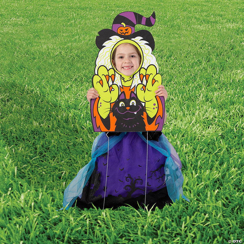 15" x 24" Halloween Witch Black Cat Face Yard Sign | USA Decoration®