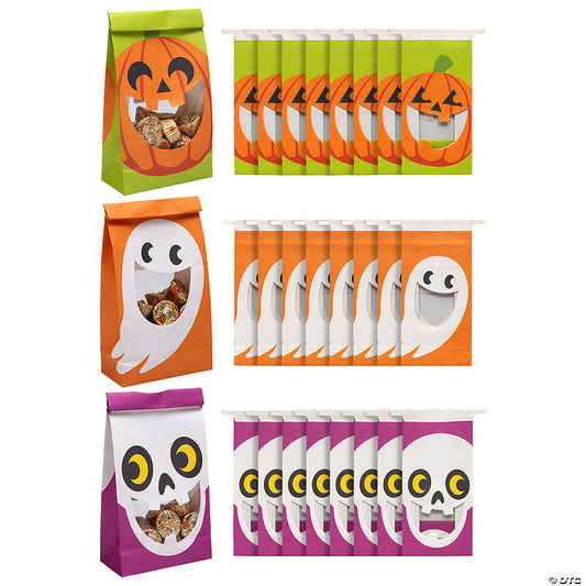 24 Piece(s): Halloween Metal Tie Treat Bags with Mouth Window - 24 Pc. | USA Decoration®