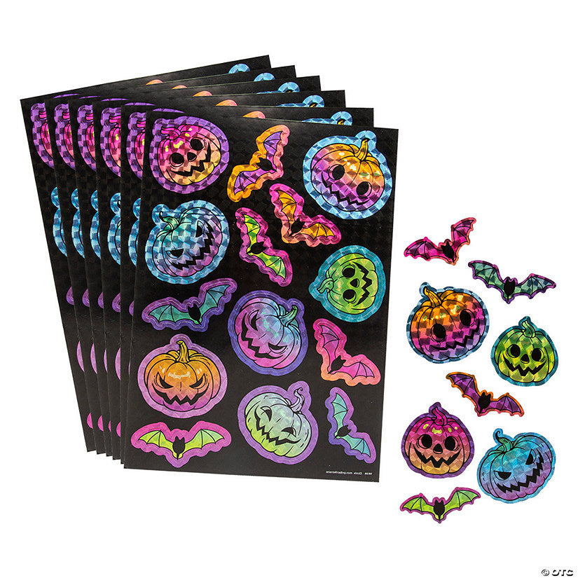24 Sheet(s): Bulk 24 Sheets Neon Prism Halloween Character Sticker Sheets | USA Decoration®