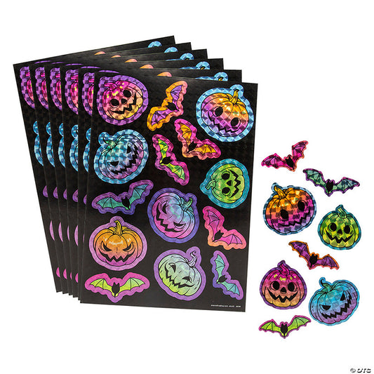 24 Sheet(s): Bulk 24 Sheets Neon Prism Halloween Character Sticker Sheets | USA Decoration®