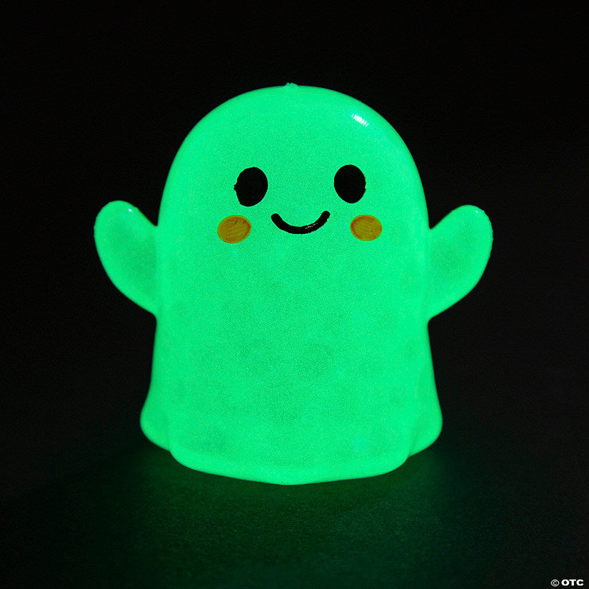Per Dozen: 2 1/2" Glow-in-the-Dark Ghost Gel Bead Vinyl Squeeze Toys - 12 Pc. | USA Decoration®