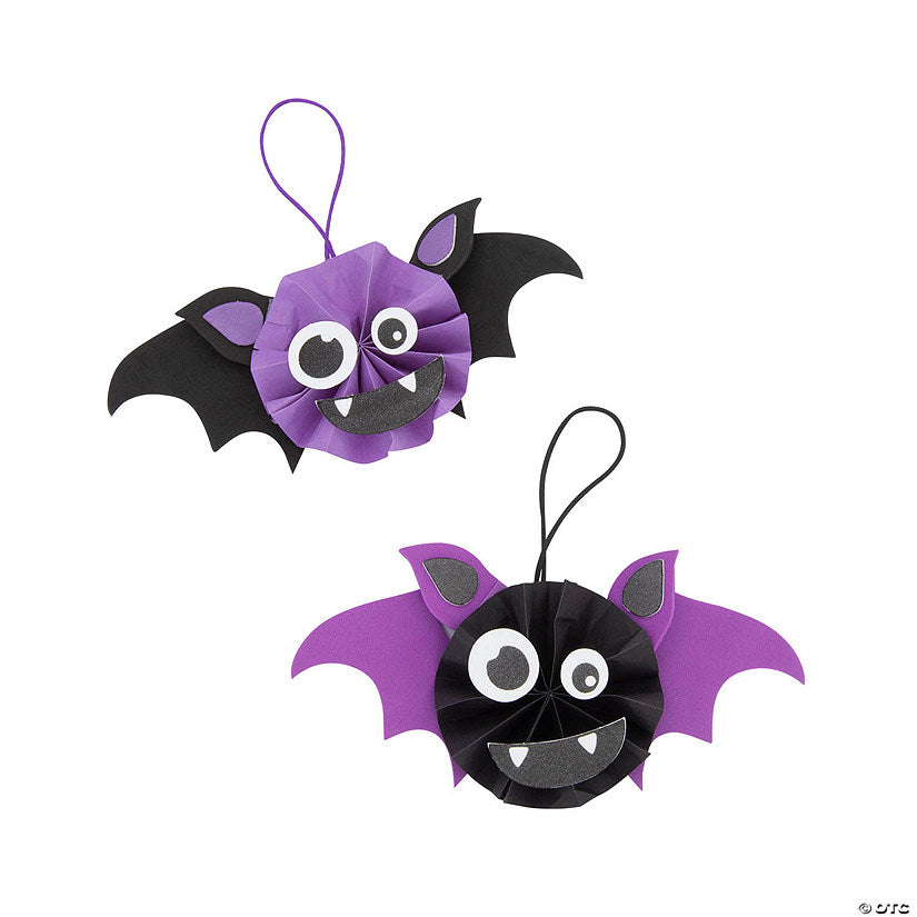 Makes 12: Halloween Silly Bat Fan Ornament Craft Kit - Makes 12 | USA Decoration®