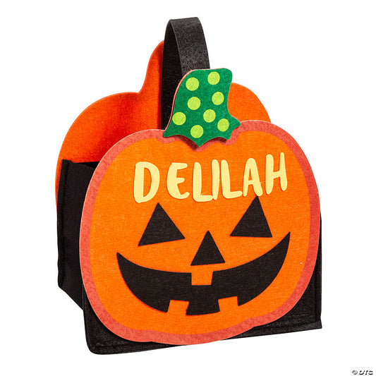 Makes 3: Felt Jack-O’-Lantern Halloween Trick-or-Treat Bag Craft Kit - Makes 3 | USA Decoration®