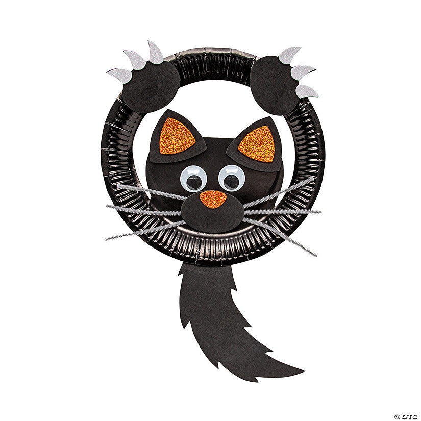Makes 12: Paper Plate Black Cat Door Hanger Craft Kit - Makes 12 | USA Decoration®