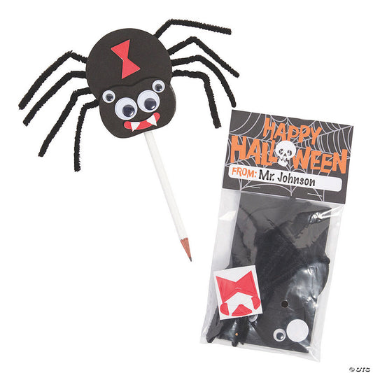Makes 24: Halloween Spider Pencil Topper Craft Kit Handout for 24 | USA Decoration®