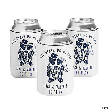 Personalized Premium Halloween Wedding Can Coolers - 12 Pc. | USA Decoration®