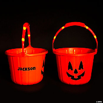 Personalized Light-Up Jack-O'-Lantern BPA-Free Plastic Trick-or-Treat Bucket halloween