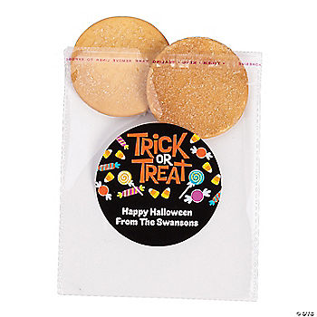 5" x 5" Bulk 144 Pc. Personalized Halloween Trick-or-Treat Clear Plastic Cookie Bags halloween