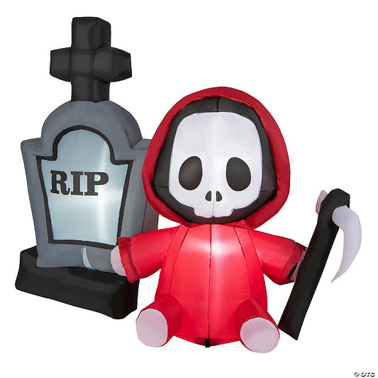 Costway 5ft Inflatable Halloween Ghost Holding Sickle Tombstone Blow up Yard Decor | USA Decoration®