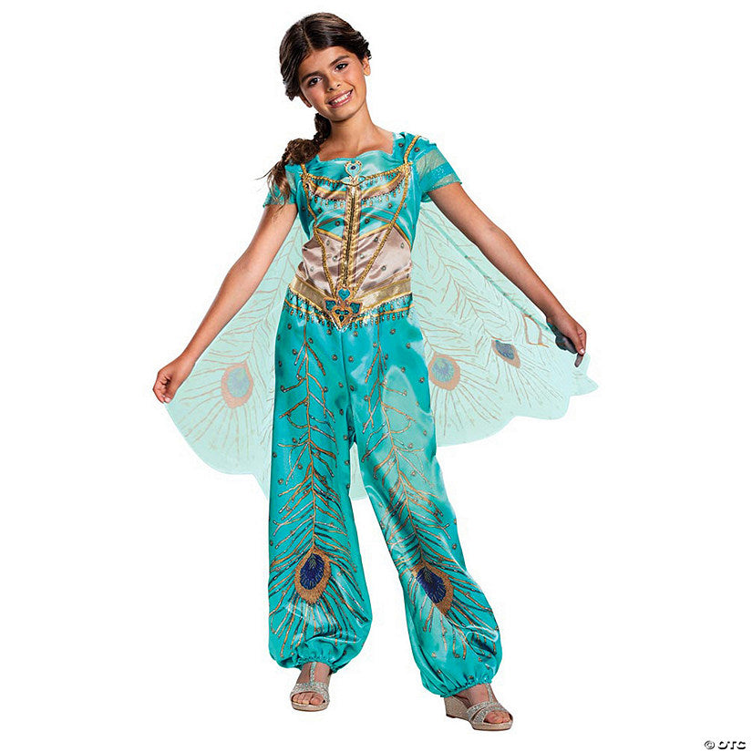 Girl's Classic Aladdin™ Live Action Teal Jasmine Costume | USA Decoration®